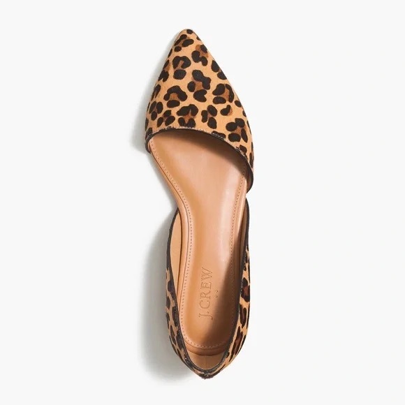 J.Crew Zoe Calf Hair D'Orsay Pointed Toe Flat Leopard Print Flats